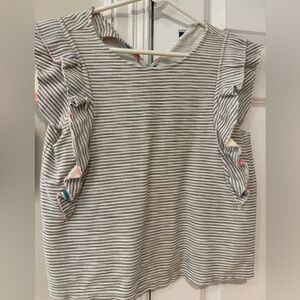 Striped Ruffle Sleeve Top